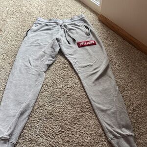 Pillars Gray Jogger Sweatpants with Red Logo Patch